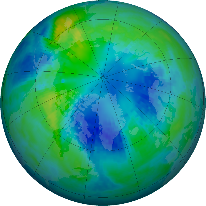 Arctic ozone map for 18 October 2004